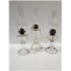 Image 1 : LOT OF 3 VINTAGE COAL OIL LAMPS