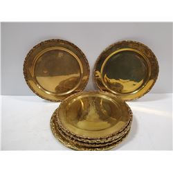 LOT OF 10 BRASS SERVING PLATES