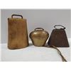 Image 1 : LOT OF 3 VINTAGE COW BELLS