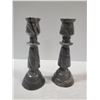Image 1 : PAIR OF STONE CANDLE HOLDERS 9" TALL