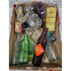 FLAT OF VINTAGE COLLECTIBLE BOTTLES