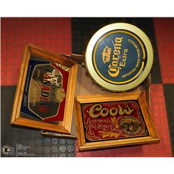 CORONA CLOCK, MOLSON CANADIAN PICTURE AND