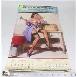 COMPLETE 1967 PIN UP GIRL CALENDAR RISQUE