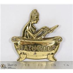 4" BATHTUB BRASS SIGN NAKED LADY BATHING