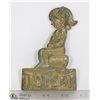 Image 1 : 5" TOILET BRASS BATHROOM SIGN GIRL PEEING