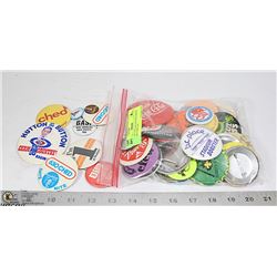 BAG OF 1970'S BUTTON PIN BACKS