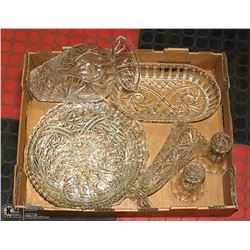 FLAT OF ESTATE GLASS SERVING DISHES AND MORE