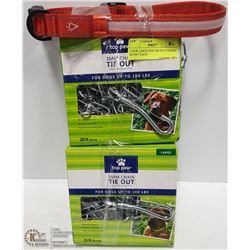 2 NEW LARGE DOG TIE OUT CHAINS, 20 FEET EACH.
