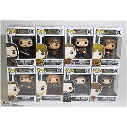 LOT OF 8 GAME OF THRONES FUNKO POP FIGURES