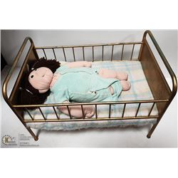 VINTAGE DOLL CRADLE & DOLL