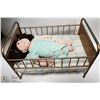 Image 1 : VINTAGE DOLL CRADLE & DOLL