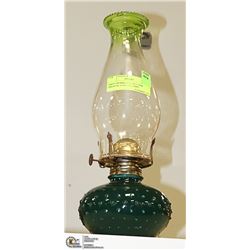 GREEN HURRICANE OIL LAMP ORIGINAL CONE NO CHIPS
