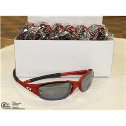 BOX OF RED OAKLEY STYLED SUNGLASSES