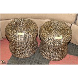 SET OF 2 LEMVIG STOOLS - WATER HYACINTH