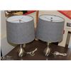Image 1 : TABLE LAMPS- GREY METAL SET OF 2 WITH SHADES