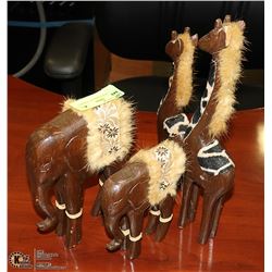 4 PIECE WOOD AFRICAN ANIMALS