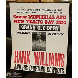 1953 HANK WILLIAMS POSTER AT GRAND OLE O PRY