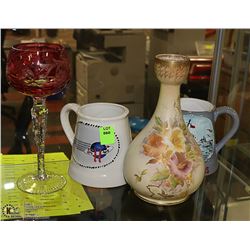 CONTENTS OF SHELF : INCLUDES COLLECTIBLE MUGS,