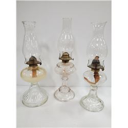 LOT OF 3 VINTAGE COAL OIL LANTERNS 18" TA