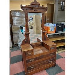 ANTIQUE CHEST OF DRAWERS WITH MIRROR