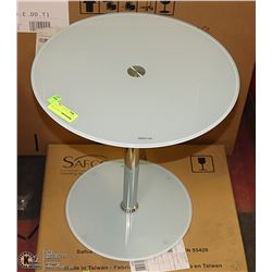 TEMPERED GLASS ACCENT TABLE 18" ACROSS 19" TALL