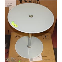 TEMPERED GLASS ACCENT TABLE 18" ACROSS 19" TALL