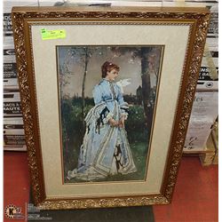 21" X 31" GOLD FRAMED & GLASS DOUBLE MATTED