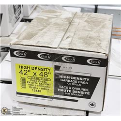 CASE OF 42" X 48" CLEAR GARBAGE BAGS ON ROLLS