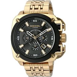 NEW DIESEL TRIPLE CHRONO GOLD TONE MSRP $506 55MM