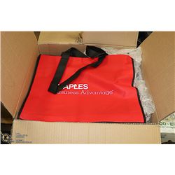CASE OF 100 RED/BLACK STAPLES SHOPPING BAGS