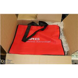 CASE OF 100 RED/BLACK STAPLES SHOPPING BAGS