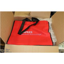 CASE OF 100 RED/BLACK STAPLES SHOPPING BAGS