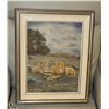 Image 1 : LION SCENE OIL ON CANVAS SIGNED B MILLER 17" X 21"