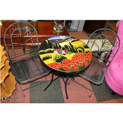 COLOURFUL BISTRO TABLE AND 2 FOLDING CHAIR SET