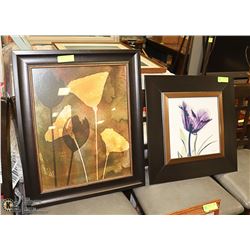 SET OF 2 WOOD FRAMED ABSTRACT AND