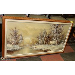 OIL ON CANVAS WINTER SCENE WITH WINDMILL,  ARTIST