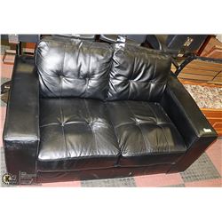 BLACK LEATHERETTE LOVE SEAT 59" LONG