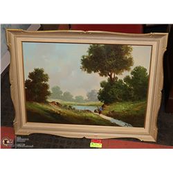 ANTIQUE OIL ON LINEN BY RAYMOND DEFAENZO 27X19