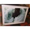 Image 1 : FRAMED PRINT- LIGHTHOUSE & ROARING SEA- 46" X 35"