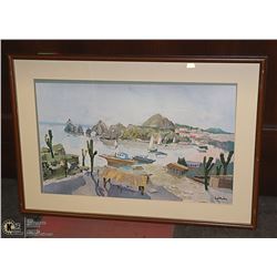 CABO SAN LUCAS THEMED FRAMED PICTURE, 34" X 24"