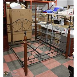 WOOD/METAL ORNATE 4 POSTER QUEEN BED- HEAD/