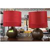 Image 1 : LOT OF 2 BEDROOM LAMPS 16" TALL