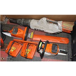 STIHL LOT: INCLUDES BLOWER CHAINSAW, TRIMMER AND