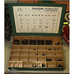 SPAE VINTAGE NAUR METAL DISPLAY OF RUBBER GROMMETS