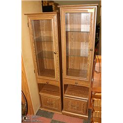 PAIR OF WOOD DISPLAY CABINETS, APPROX 16" X 13" X