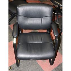 BLACK LEATHER/ METAL SIDE CHAIR