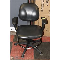 SWIVEL OFFICE CHAIR- BLACK LEATHER