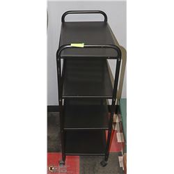 BLACK METAL SHELVING CART 41" TALL