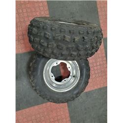 PAIR OF ATV / QUAD TIRES ON 4 BOLT RIMS