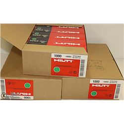 3 CASES OF 1000 HILTI 4.27 CALIBER FASTNER CHARGES